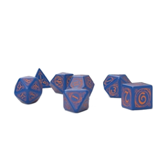 Dice: Q Workshop - Wizard Poly, Dark Blue & Orange [x7] (حجر النرد)