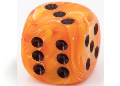Dice: Chessex - Vortex - 30mm D6 Orange/Black (حجر النرد)