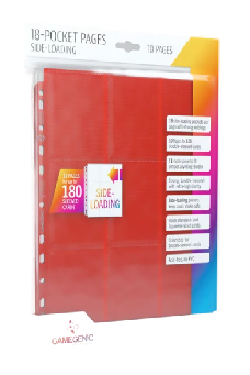 Card Pages: Gamegenic - Side-loading - 18-Pocket (x10) - Red