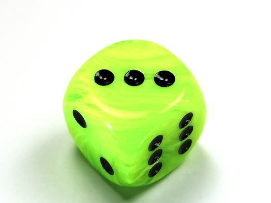 Dice: Chessex - Vortex - 30mm D6 Bright Green/Black (حجر النرد)