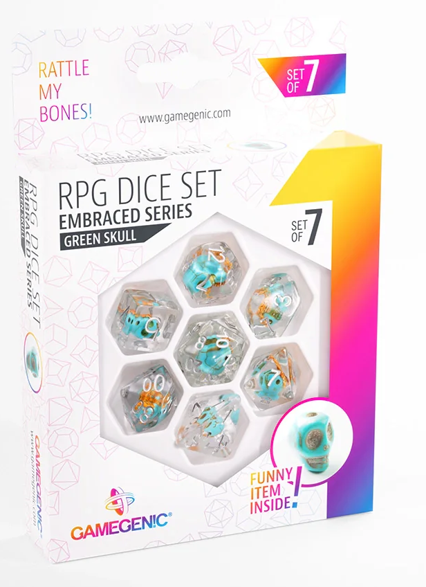 Dice: Gamegenic - Embraced Series - Green Skull - RPG Dice Set (x7)