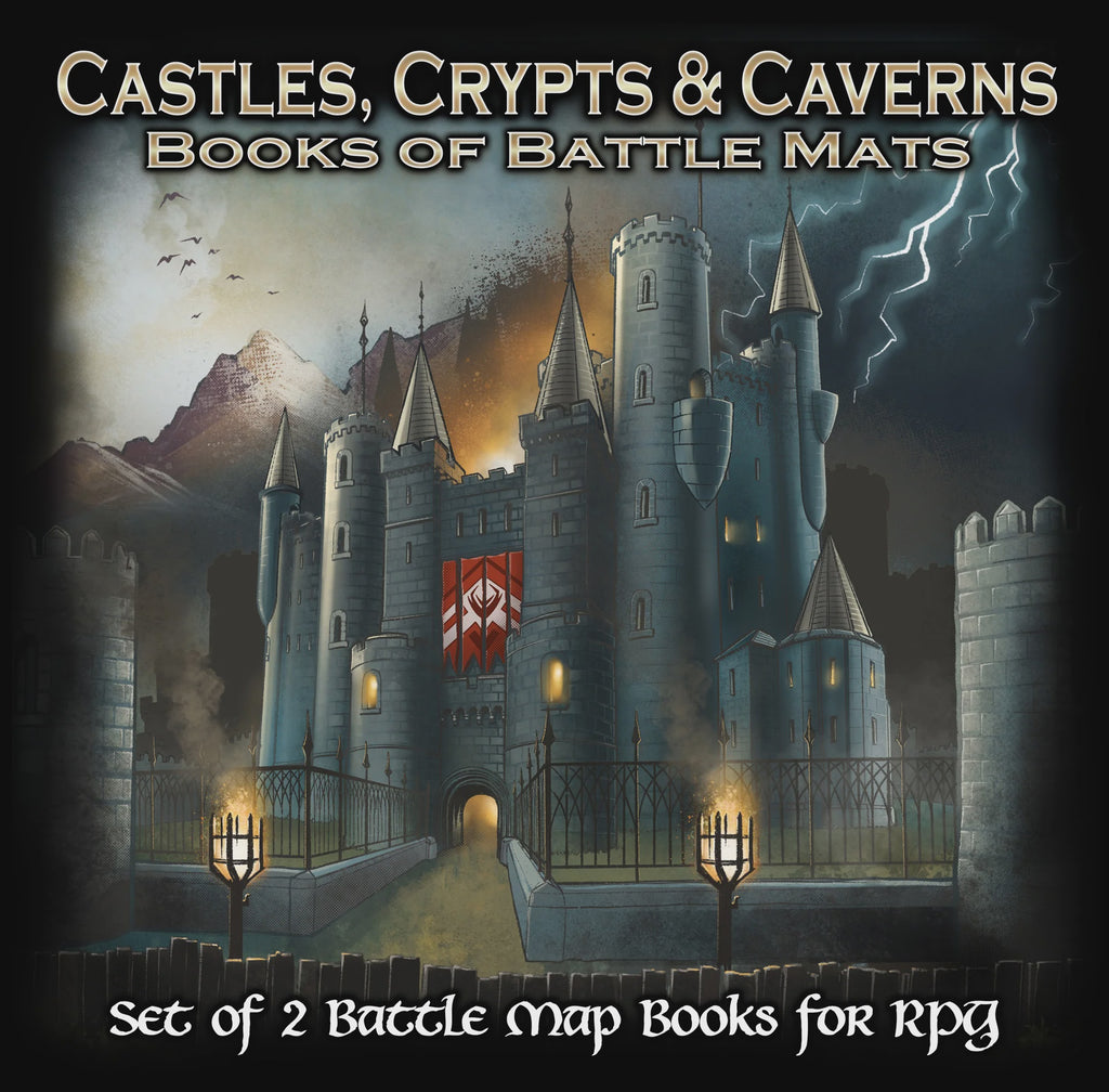 RPG Battle Maps: Book - Castles,Crypts, & Caverns (لوازم للعبة تبادل الأدوار)