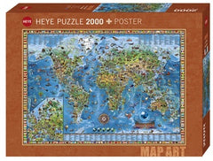 Jigsaw Puzzle: HEYE - Map Art - Amazing World [2000 Pieces] (أحجية الصورة المقطوعة)