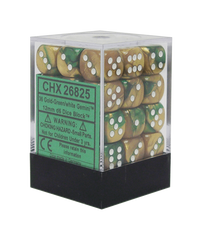 Dice: Chessex - Gemini - 12mm D6, Gold-Green/White [x36] (حجر النرد)