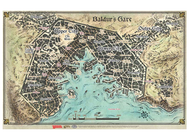 D&D RPG: Baldur's Gate - Map (لوازم للعبة تبادل الأدوار)