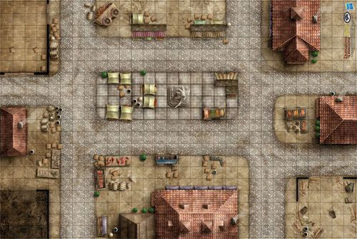 D&D RPG: Gamemat - Market Square (لوازم للعبة تبادل الأدوار)