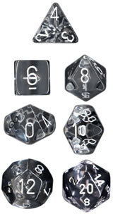 Dice: Chessex - Translucent - Poly, Clear/White [x7] (حجر النرد)