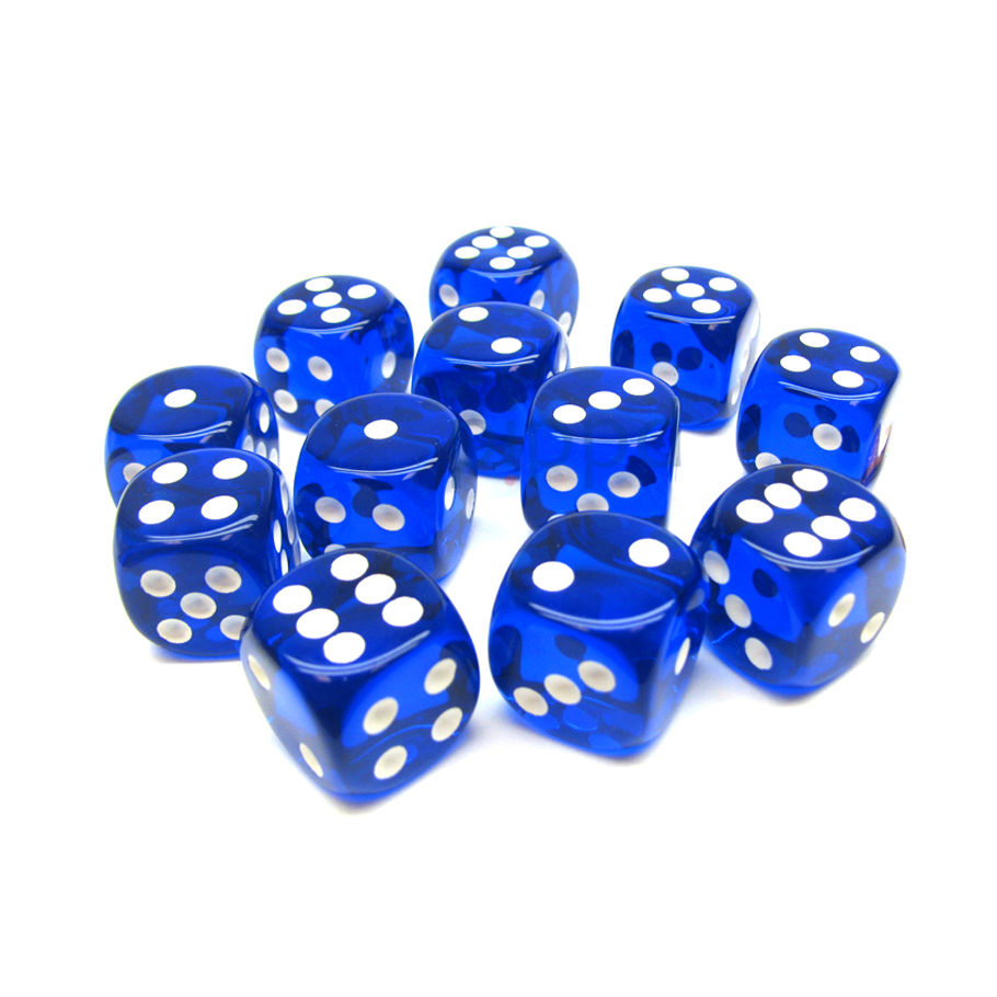 Dice: Chessex - Translucent - 16mm D6, Blue/White [x12] (حجر النرد)