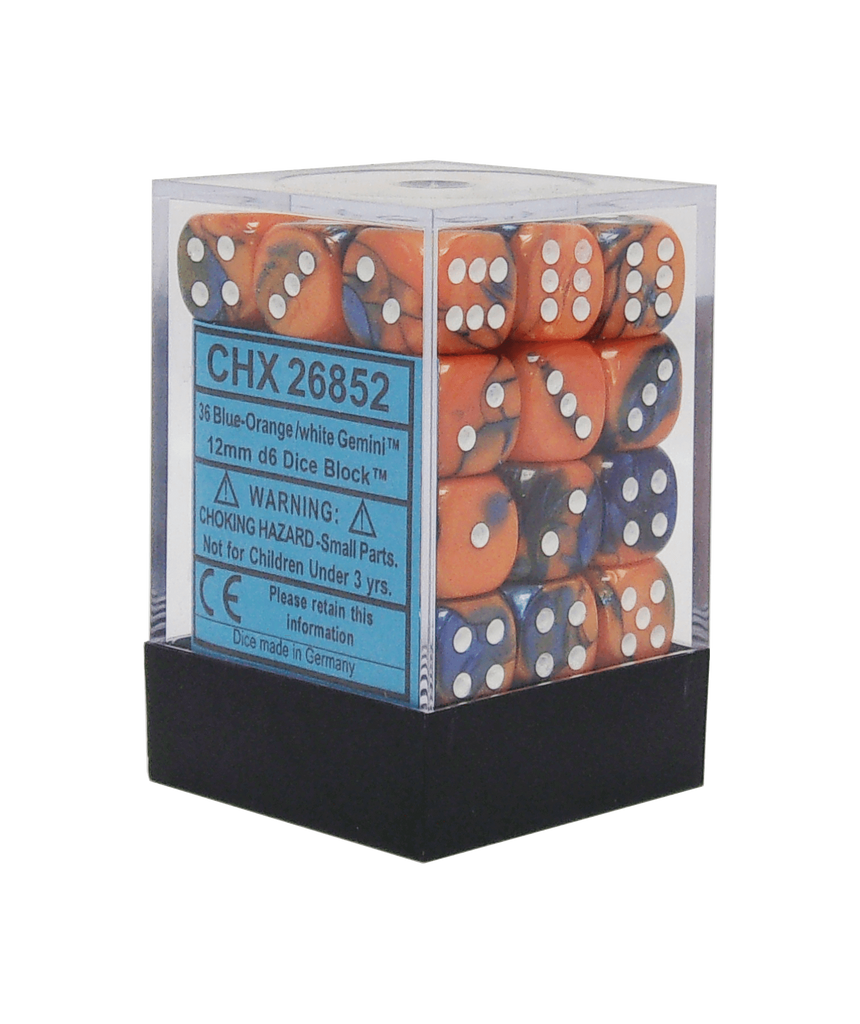 Dice: Chessex - Gemini - 12mm D6, Blue-Orange/White [x36] (حجر النرد)