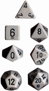 Dice: Chessex - Opaque - Poly Set, Grey/Black [x7] (حجر النرد)