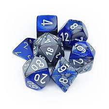 Dice: Chessex - Gemini - Poly, Blue-Steel/White [x7] (حجر النرد)