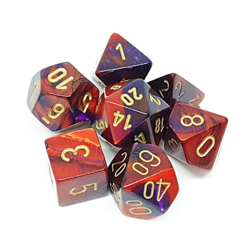 Dice: Chessex - Gemini - Poly, Purple-Red/Gold [x7] (حجر النرد)