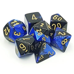 Dice: Chessex - Gemini - Poly, Black-Blue/Gold [x7] (حجر النرد)