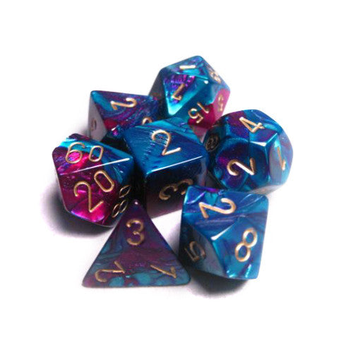 Dice: Chessex - Gemini - Poly, Purple-Teal/Gold [x7] (حجر النرد)