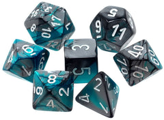 Dice: Chessex - Gemini - Poly, Steel-Teal/White [x7] (حجر النرد)