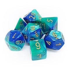 Dice: Chessex - Gemini - Poly, Blue-Teal/Gold [x7] (حجر النرد)