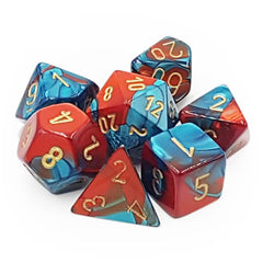Dice: Chessex - Gemini - Poly, Red-Teal/Gold [x7] (حجر النرد)