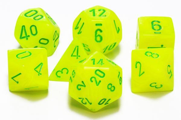 Dice: Chessex - Vortex - Poly, Electric Yellow/Green [x7] (حجر النرد)