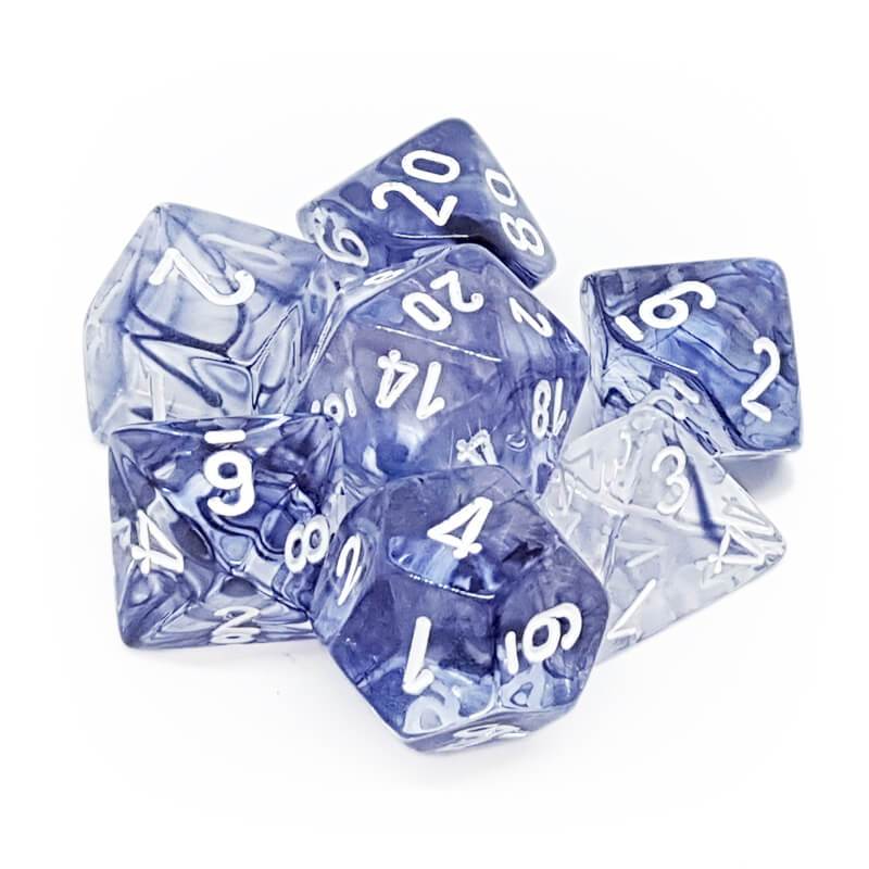 Dice: Chessex - Nebula - Poly Set (x7) - Luminary, Black/White (حجر النرد)