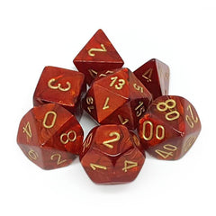 Dice: Chessex - Scarab - Poly, Scarlet/Gold [x7] (حجر النرد)