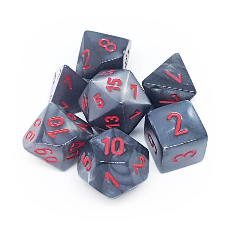 Dice: Chessex - Velvet - Poly, Black/Red [x7] (حجر النرد)