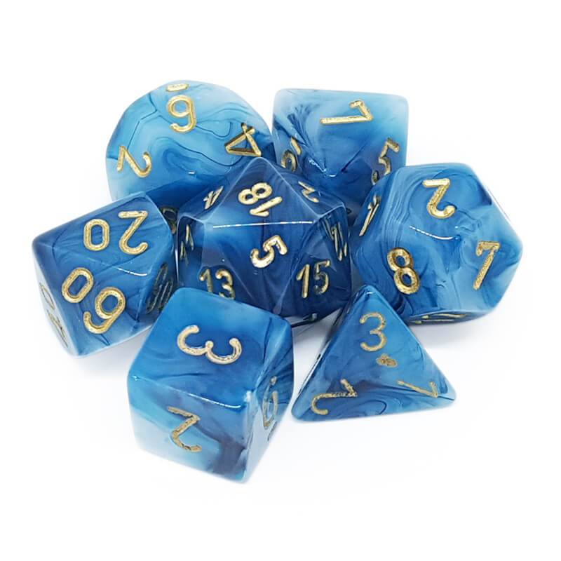 Dice: Chessex - Phantom - Poly, Teal/Gold [x7] (حجر النرد)