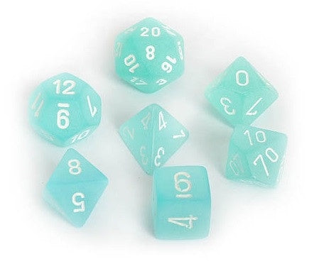 Dice: Chessex - Frosted - Poly D10, Teal/White [x10] (حجر النرد)