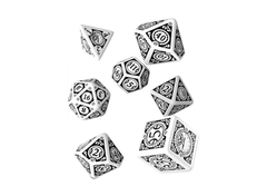 Dice: Q Workshop - Steampunk Clockwork Poly, Black& White [x7] (حجر النرد)