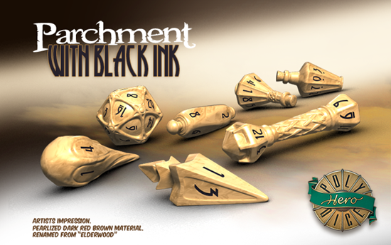 Dice: PolyHero - Wizard - Poly Set, Parchment with Black Ink [x7] (حجر النرد)