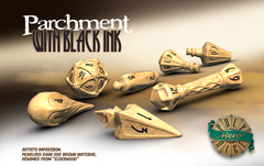 Dice: PolyHero - Wizard - Poly Set, Parchment with Black Ink [x7] (حجر النرد)