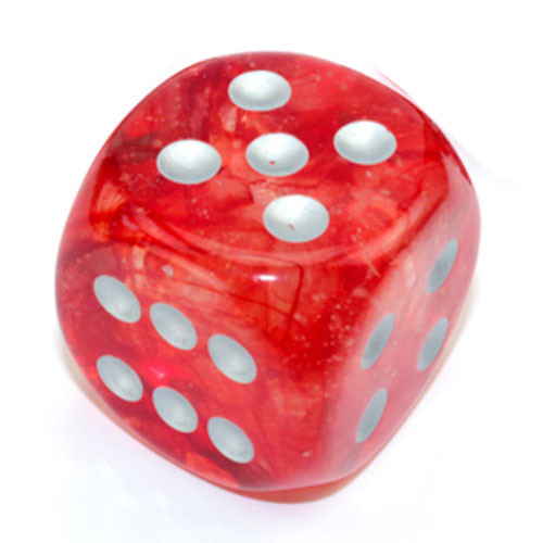 Dice: Chessex - Nebula - 30mm D6 - Luminary, Red/Silver (حجر النرد)