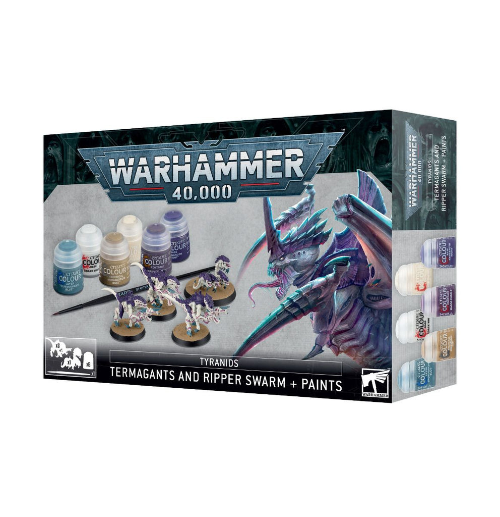 WH 40K: Tyranids: Termagants and Ripper Swarm + Paints Set (لعبة المجسمات للمبتدئين)