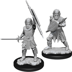 D&D RPG Minis: Nolzur Unpainted - Human Fighter Male [x2] (مجسمات لعبة تبادل الأدوار)