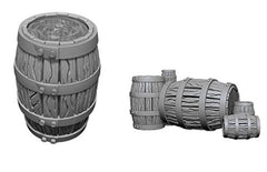 WizKidz Minis: Deep Cuts Unpainted - Barrel & Pile of Barrels (مجسمات لعبة تبادل الأدوار)