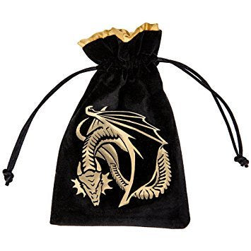 Dice Bag: Q Workshop - Dragon Velour, Black/Golden (لوازم لعبة لوحية)