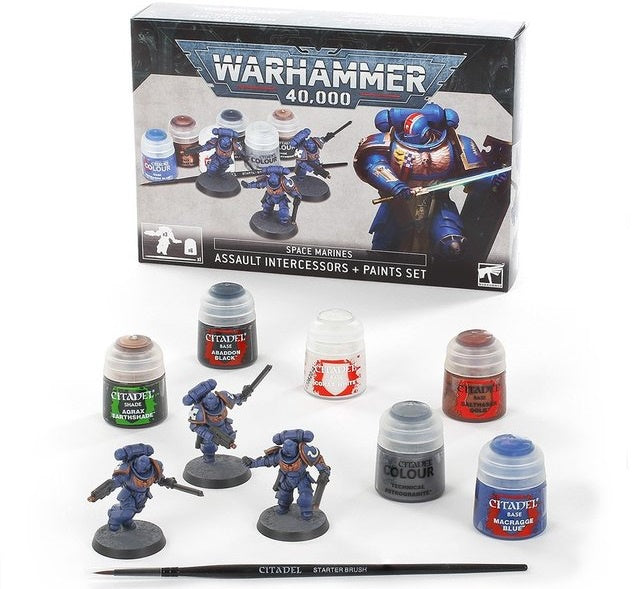 WH 40K: Assault Intercessors + Paint Set (لعبة المجسمات للمبتدئين)