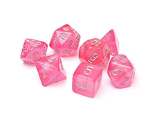 Dice: Chessex - Borealis - Poly Set (x7) - Luminary - Pink/Silver (لوازم لعبة لوحية)
