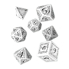 Dice: Q Workshop - Elvish Poly, White & Black [x7] (حجر النرد)