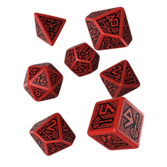 Dice: Q Workshop - Dwarven Poly, Red & Black [x7] (حجر النرد)