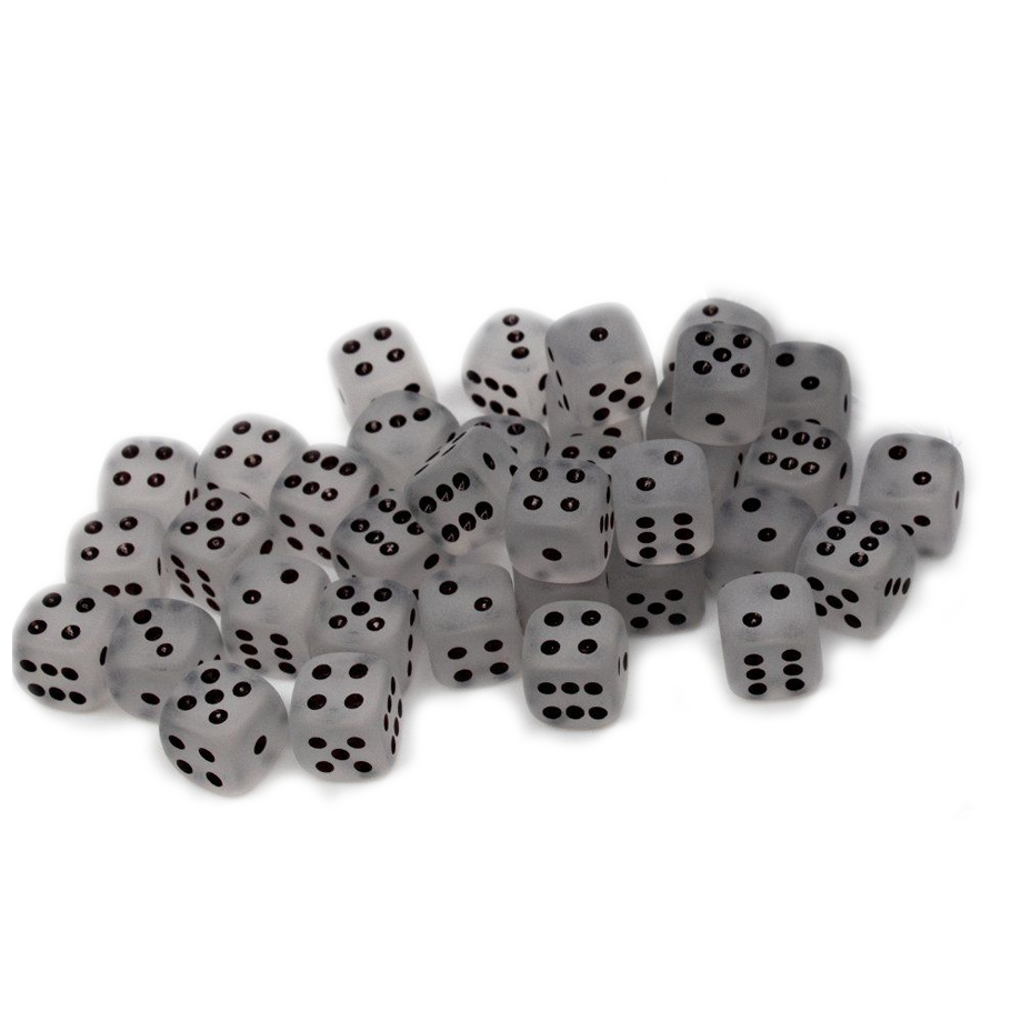 Dice: Chessex - Frosted - 12mm D6 [x36], Clear/Black (حجر النرد)