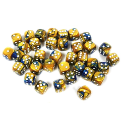 Dice: Chessex - Gemini - 12mm D6, Blue-Gold/White [x36] (حجر النرد)