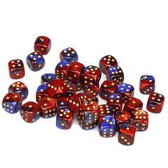 Dice: Chessex - Gemini - 12mm D6, Blue-Red/Gold [x36] (حجر النرد)