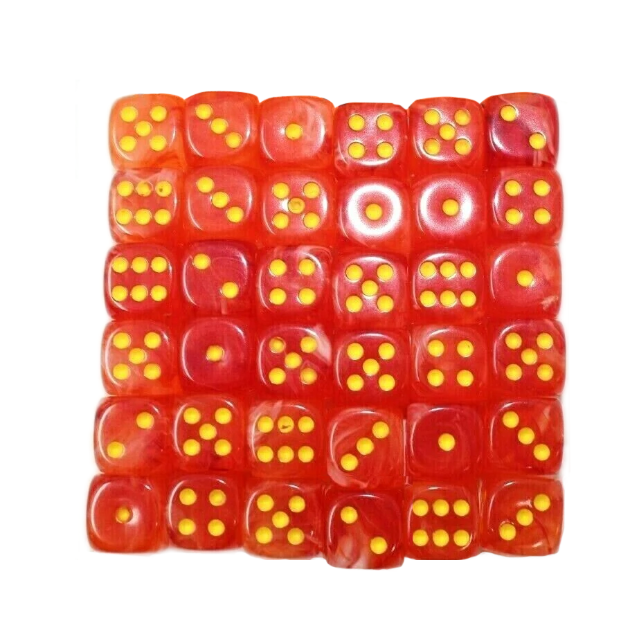 Dice: Chessex - Ghostly Glow - 12mm D6, Orange/Yellow [x36] (حجر النرد)