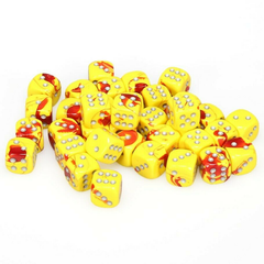 Dice: Chessex - Gemini - 12mm D6, Red-Yellow/Silver [x36] (حجر النرد)