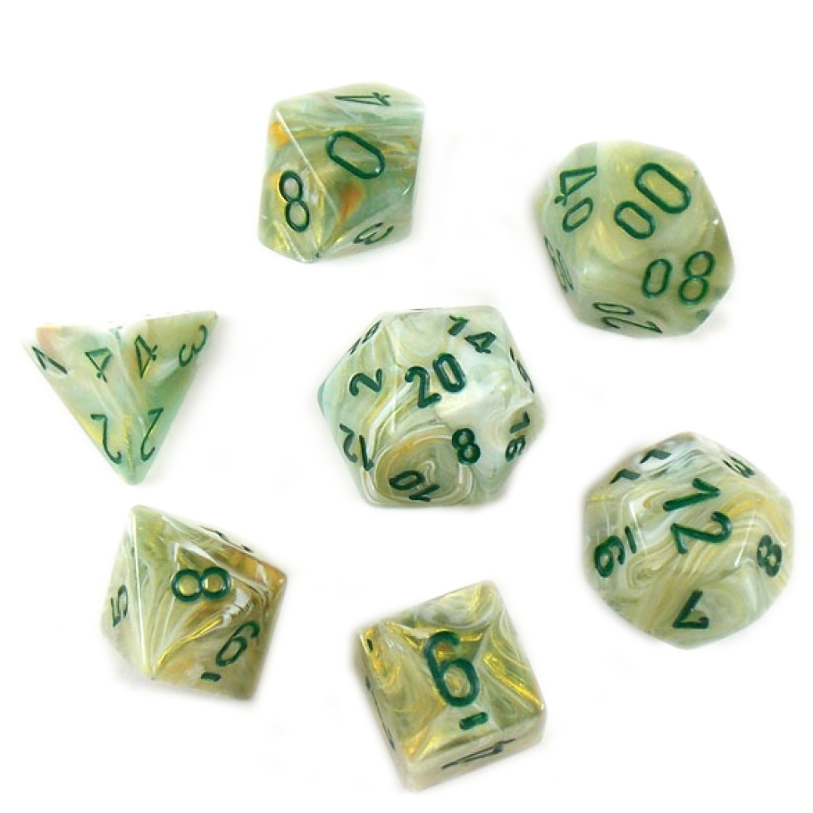 Dice: Chessex - Marble - Poly, Green/Dark Green [x7] (حجر النرد)