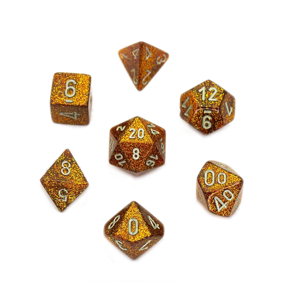 Dice: Chessex - Glitter - Poly, Gold/Silver [x7] (حجر النرد)