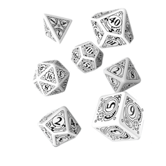 Dice: Q Workshop - Steampunk Poly, White & Black [x7] (حجر النرد)