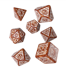 Dice: Q Workshop - Steampunk Clockwork Poly, Caramel & White [x7] (حجر النرد)