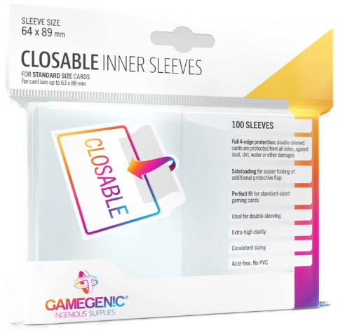 Sleeves: Gamegenic - Closable Inner [64 x 89mm] [x100] (لوازم لعبة لوحية)