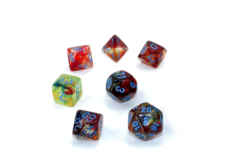 Dice: Chessex - Nebula - Poly Set (x7) - Luminary, Primary/Blue  (حجر النرد)